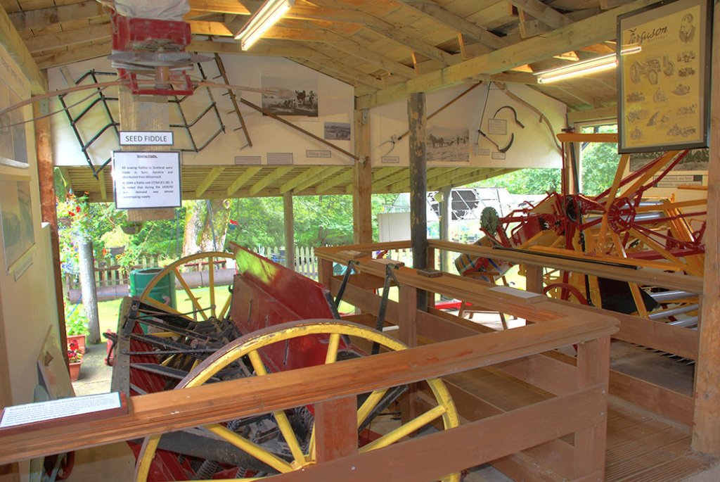 Inside the Arran Heritage Museum - old wooden farming machinery.